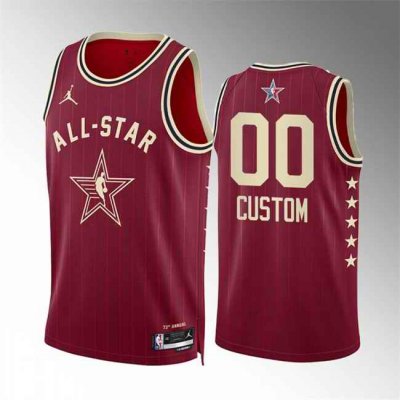 Men's 2024 All-Star Active Player Custom Crimson Game Swingman Stitched Basketball Jersey