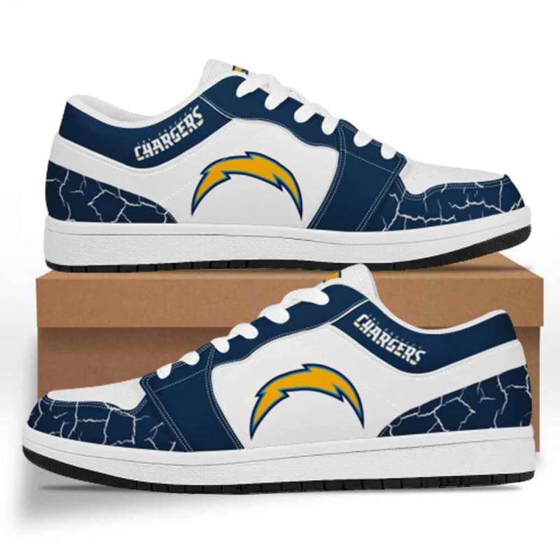 Women's Los Angeles Chargers Low Top Leather AJ1 Sneakers 001