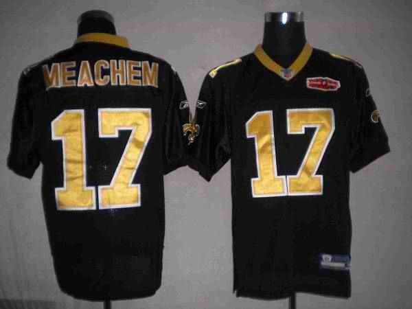 Saints #17 Robert Meachem Black With Super Bowl Patch Stitched Youth NFL Jersey