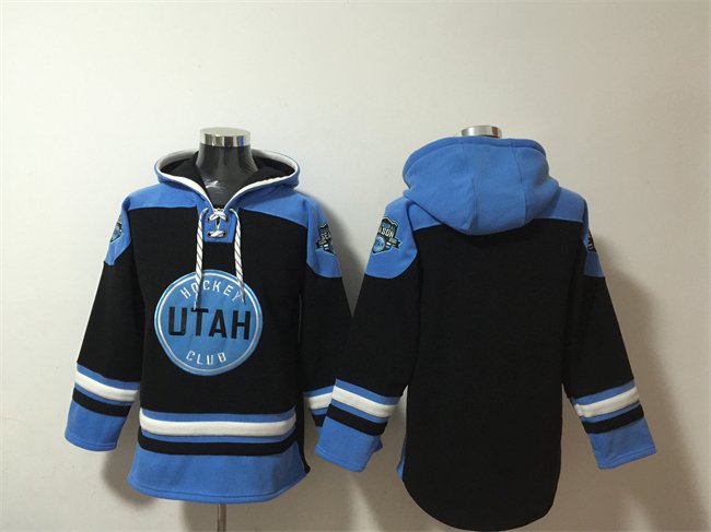 Men's Utah Hockey Club Blank Black/Blue Ageless Must-Have Lace-Up Pullover Hoodie