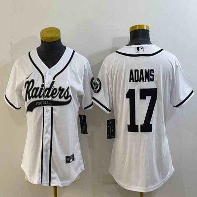 Youth Las Vegas Raiders #17 Davante Adams White With Patch Cool Base Stitched Baseball Jersey