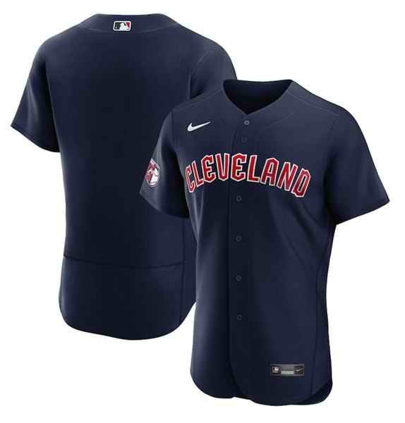 Men's Cleveland Guardians Blank Navy Flex Base Stitched Jersey