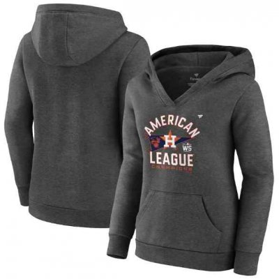 Women's Atlanta Braves 2021 Heathered Charcoal National League Champions Locker Room Pullover Hoodie(Run Small)