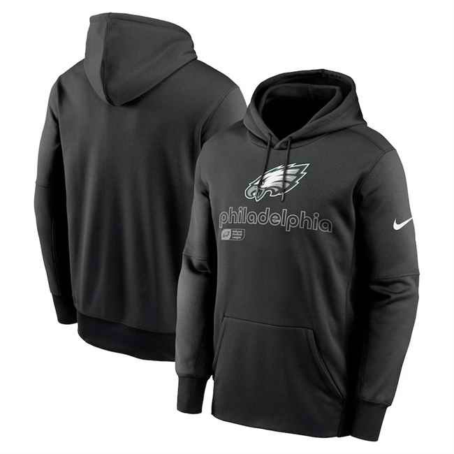 Men's Philadelphia Eagles Black Performance Pullover Hoodie