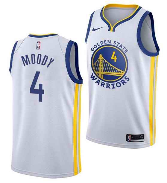 Men's Golden State Warriors  #4 Moses Moody White Association Edition Swingman Stitched Jersey