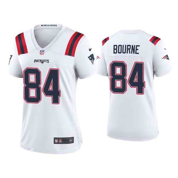 Women's New England Patriots #84 Kendrick Bourne White Vapor Untouchable Limited Stitched Jersey