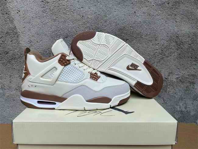 Women's Running weapon Air Jordan 4 White/Brown Shoes 087