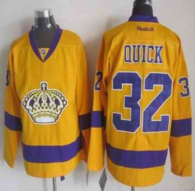 Kings #32 Jonathan Quick Gold Alternate Stitched NHL Jersey