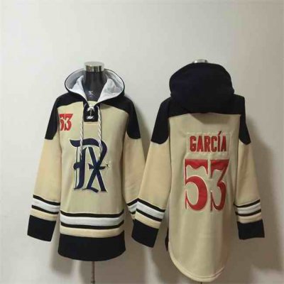 Men's Texas Rangers #53 Adolis Garc'a Cream Ageless Must-Have Lace-Up Pullover Hoodie