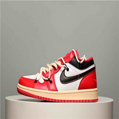 Women's Running Weapon Air Jordan 1 Low Red/Black/White Shoes 0362