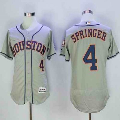 Astros #4 George Springer Grey Flexbase Authentic Collection Stitched MLB Jersey