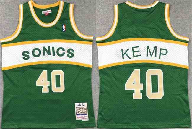 Youth Oklahoma City Thunder #40 Shawn Kemp Green/White Stitched Basketball  Jersey