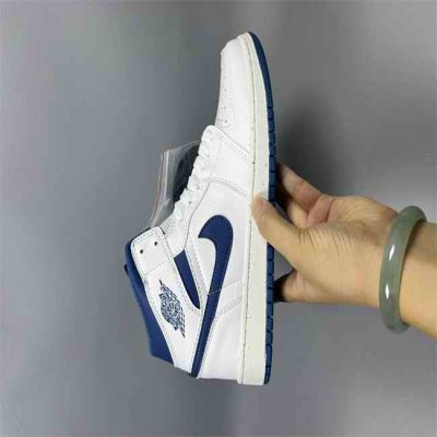 Men's Running Weapon Air Jordan 1 White/Royal Shoes 0654