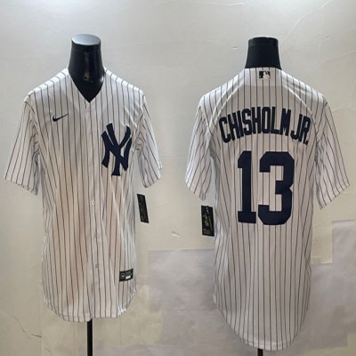 Men's New York Yankees #13 Jazz Chisholm Jr. White Cool Base Stitched Baseball Jersey