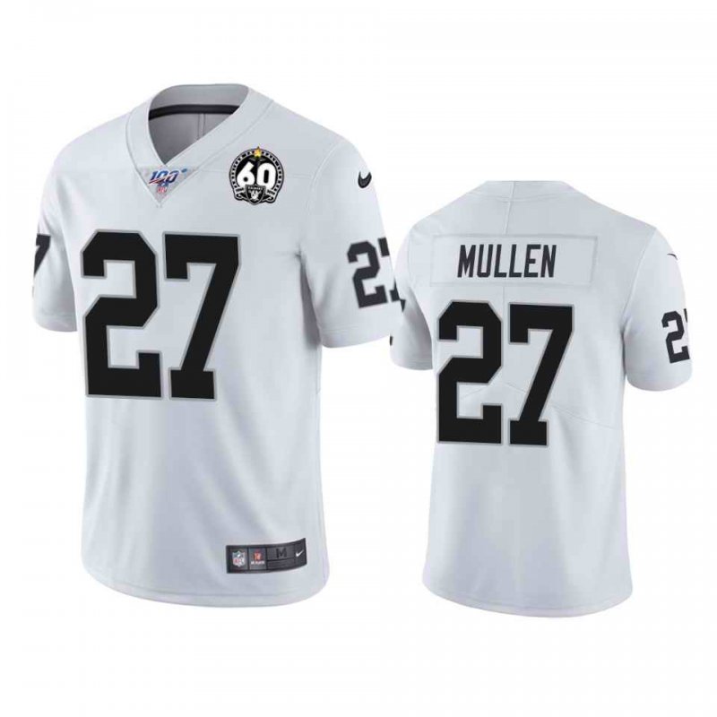 Men's Oakland Raiders #27 Trayvon Mullen White 100th Season with 60 Patch Vapor Limited Stitched NFL Jersey