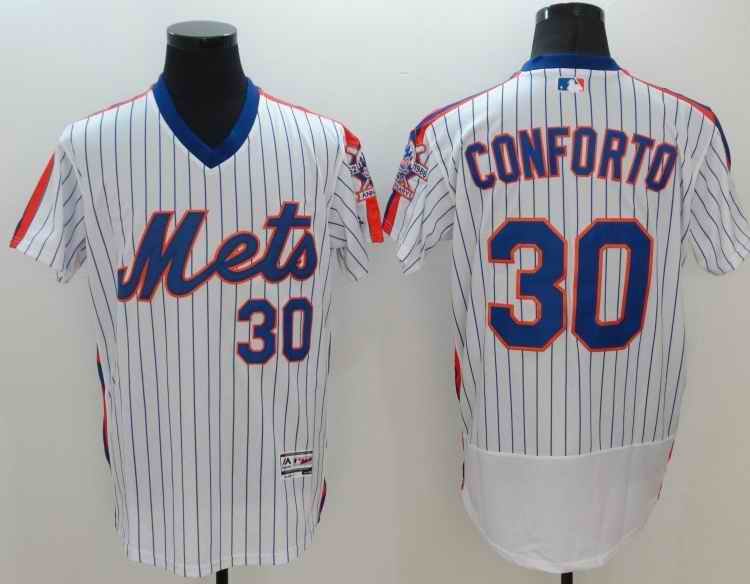 Men's New York Mets #30 Michael Conforto White Flex Base Stitched Jersey