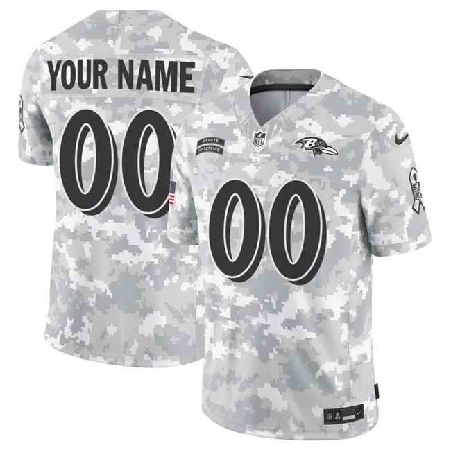 Men's Baltimore Ravens Active Player Custom 2024 F.U.S.E Arctic Camo Salute to Service Limited Stitched Football Jersey