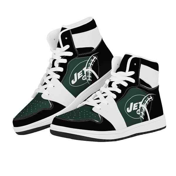 Men's New York Jets High Top Leather AJ1 Sneakers 001