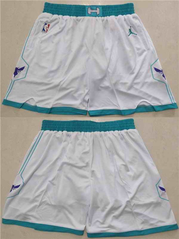 Men's Charlotte Hornets White Mitchell & Ness Shorts (Run Small)