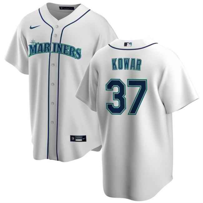 Men's Seattle Mariners #37 Jackson Kowar White Cool Base Stitched jersey