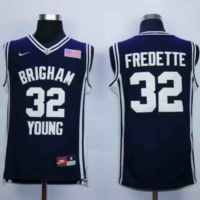 BYU Cougars #32 Jimmer Fredette Navy Blue Basketball Stitched NCAA Jersey