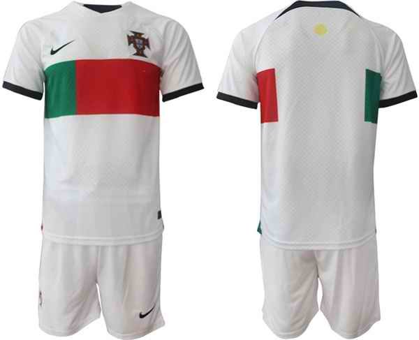 Men's Portugal Blank White Away Soccer Jersey Suit