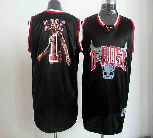 Bulls #1 Derrick Rose Black Notorious Stitched NBA Jersey