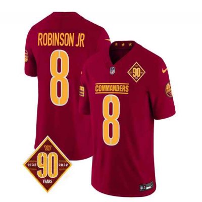 Men's Washington Commanders #8 Brian Robinson Burgundy 2023 F.U.S.E. 90th Anniversary Vapor Limited Stitched Football Jersey