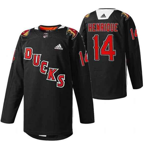 Men's Anaheim Ducks #14 Adam Henrique 2022 Black Angels Night Stitched Jersey