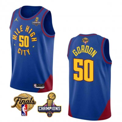 Men's Denver Nuggets #50 Aaron Gordon Blue 2023 Nuggets Champions Patch And Finals Patch Statemenr Edition Stitched Basketball Jersey