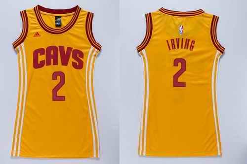 Cavaliers #2 Kyrie Irving Gold Women's Dress Stitched NBA Jersey