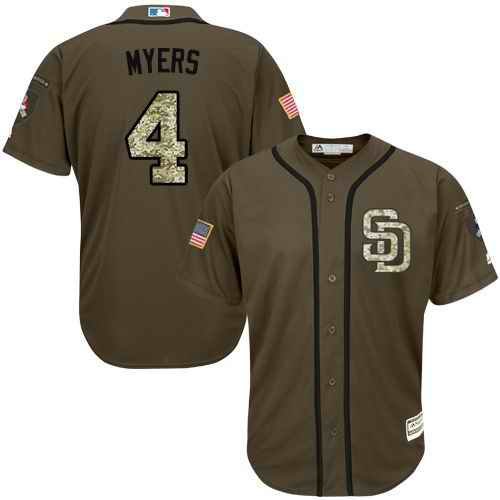 Padres #4 Wil Myers Green Salute to Service Stitched Youth MLB Jersey