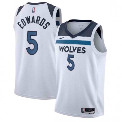 Men's Minnesota Timberwolves #5 Anthony Edwards White Association Edition Stitched Jersey