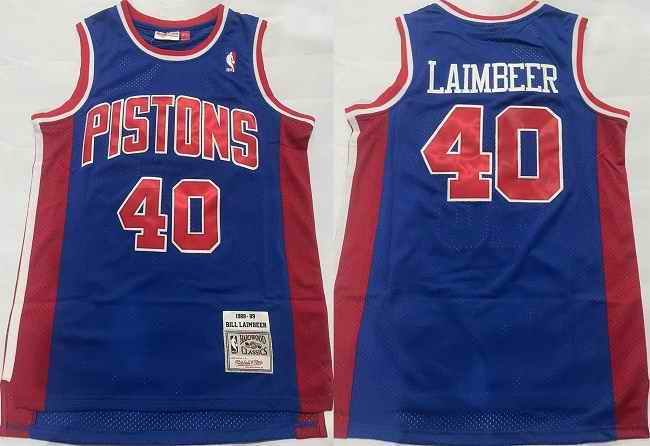 Men's Detroit Pistons  #40 Bill Laimbeer Blue 1988-89 Stitched Jersey