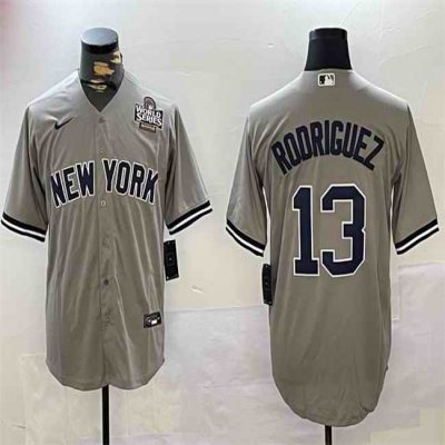 Men's New York Yankees #13 Alex Rodriguez Grey 2024 World Series Cool Base Stitched Baseball Jersey