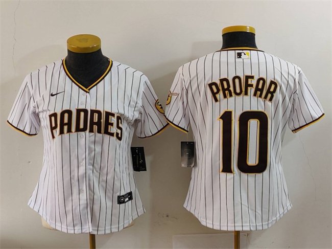 Women's San Diego Padres #10 Jurickson Profar White Stitched Baseball Jersey(Run Small)