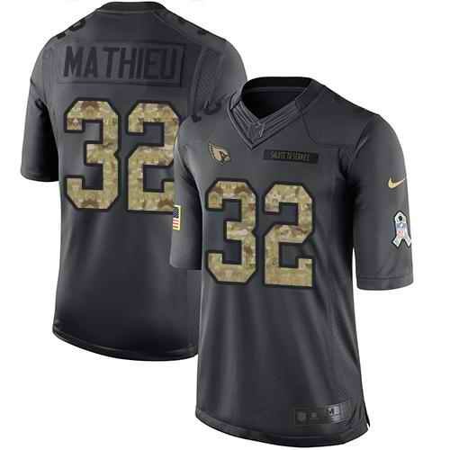 Nike Cardinals #32 Tyrann Mathieu Black Youth Stitched NFL Limited 2016 Salute to Service Jersey