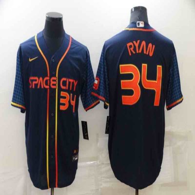 Men's Houston Astros #34 Nolan Ryan 2022 Navy City Connect Cool Base Stitched Jersey