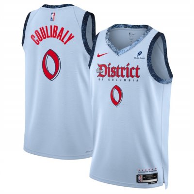 Men's Washington Wizards #0 Bilal Coulibaly Powder Blue 2024/25 City Edition Stitched Basketball Jersey