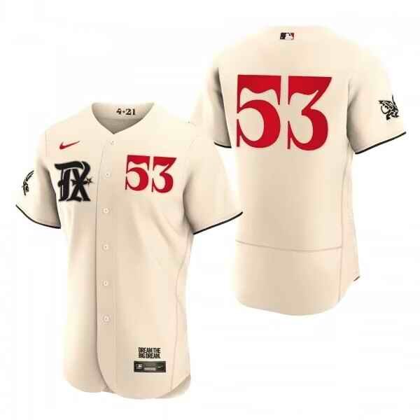 Men's Texas Rangers #53 Adolis Garc'a Cream 2023 City Connect Flex Base Stitched Baseball Jersey