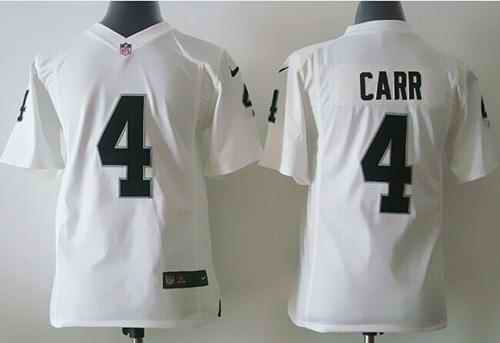 Nike Raiders #4 Derek Carr White Youth Stitched NFL Elite Jersey