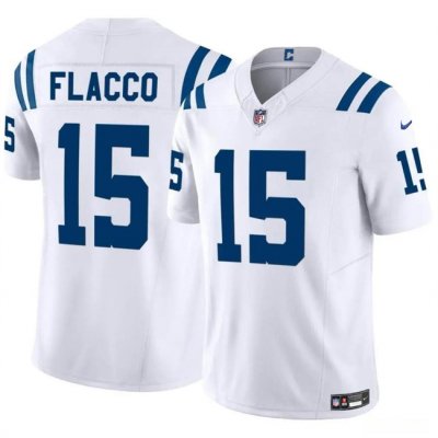 Youth Indianapolis Colts #15 Joe Flacco White 2024 F.U.S.E Throwback Vapor Untouchable Limited Stitched Football Jersey