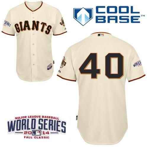 Giants #40 Madison Bumgarner Cream Cool Base W/2014 World Series Patch Stitched MLB Jersey