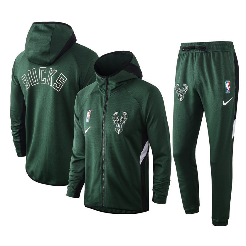 Men's Milwaukee Bucks Green Warmup Hoodiesuit