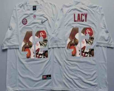 Crimson Tide #42 Eddie Lacy White Player Fashion Stitched NCAA Jersey