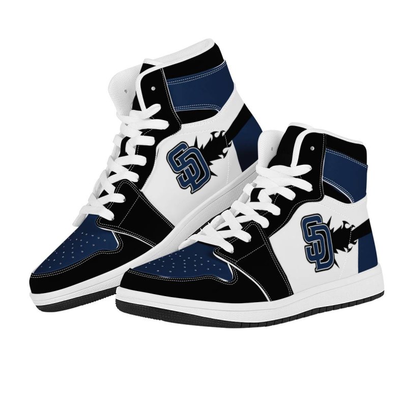 Women's  San Diego Padres High Top Leather AJ1 Sneakers 001