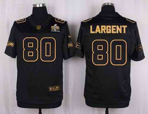 Nike Seahawks #80 Steve Largent Black Men's Stitched NFL Elite Pro Line Gold Collection Jersey