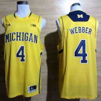 Wolverines #4 Chris Webber Gold Basketball Stitched NCAA Jersey