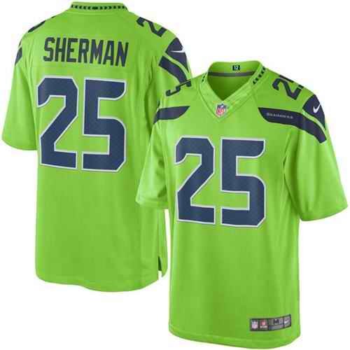 Nike Seahawks #25 Richard Sherman Green Youth Stitched NFL Limited Rush Jersey