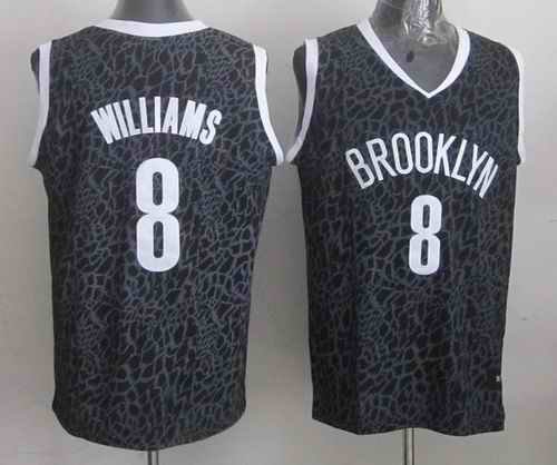 Nets #8 Deron Williams Black Crazy Light Stitched NBA Jersey